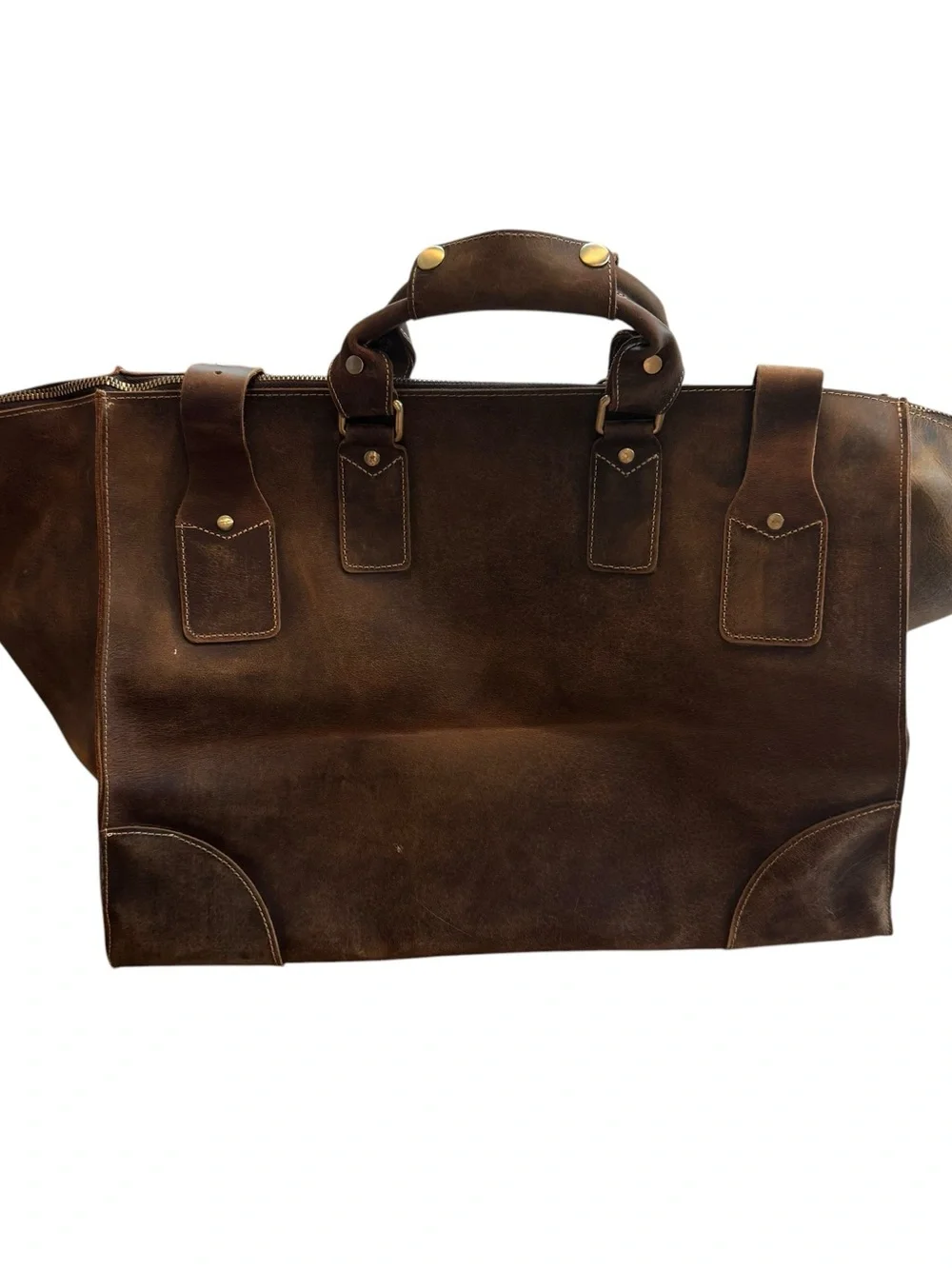Mens Full Grain Saddle Leather Bag Briefcase – Framed Doctor Laptop Travel Bag